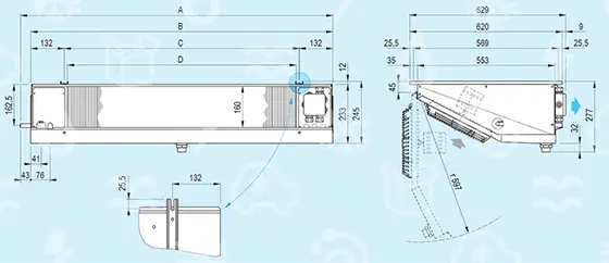 výparník ECO - Luvata GME43EL7, 2,63  (dT 8 st., R404a) bez odtávání